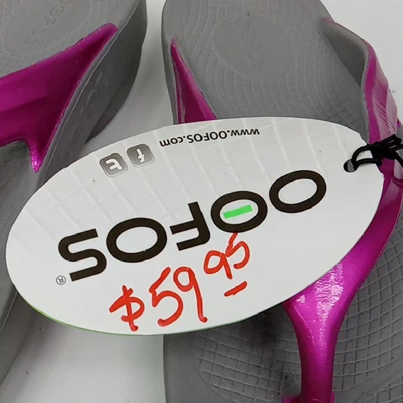 OOFOS Women's Sandals in Fuchsia and Gray Size 8 NWT - Picture 5 of 5